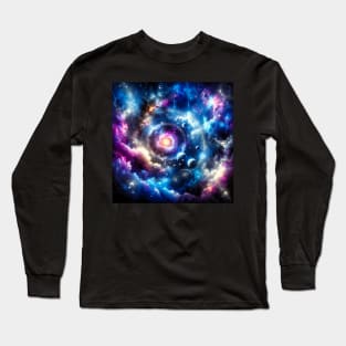 Celestial Dance: Spiral Galaxies and Cosmic Waves Long Sleeve T-Shirt